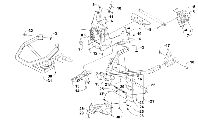 Parts Diagram for Arctic Cat 2014 XF 9000 137 LXR SNOWMOBILE FRONT BUMPER AND FRAME ASSEMBLY