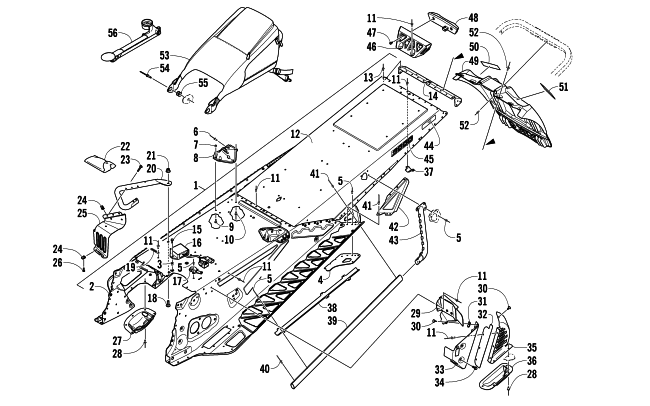 Parts Diagram for Arctic Cat 2014 XF 9000 141 CROSS-TOUR SNOWMOBILE TUNNEL AND SNOWFLAP ASSEMBLY