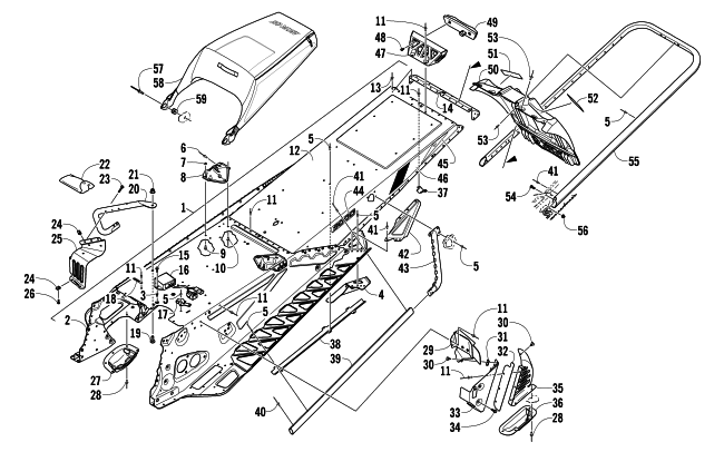 Parts Diagram for Arctic Cat 2014 XF 9000 137 SNO PRO LTD SNOWMOBILE TUNNEL AND SNOWFLAP ASSEMBLY