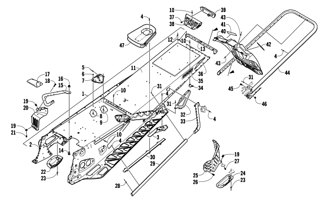 Parts Diagram for Arctic Cat 2014 XF 8000 137 SNO PRO SNOWMOBILE TUNNEL, REAR BUMPER, AND SNOWFLAP ASSEMBLY