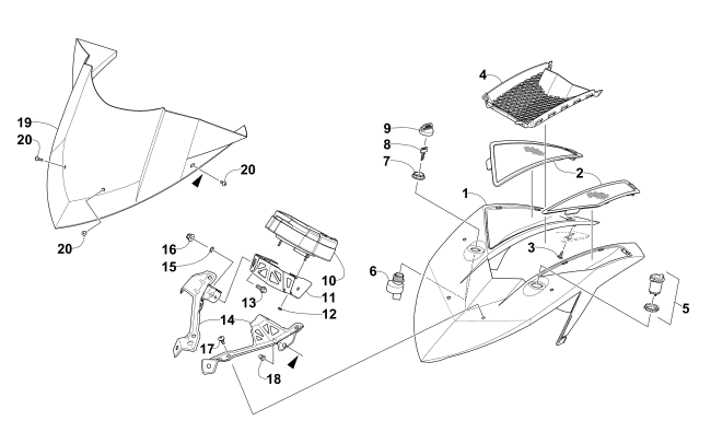 Parts Diagram for Arctic Cat 2014 XF 9000 141 SNO PRO CROSS-COUNTRY SNOWMOBILE WINDSHIELD AND INSTRUMENTS ASSEMBLIES
