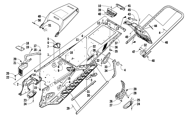Parts Diagram for Arctic Cat 2014 XF 8000 137 SNO PRO LTD SNOWMOBILE TUNNEL, REAR BUMPER, AND SNOWFLAP ASSEMBLY