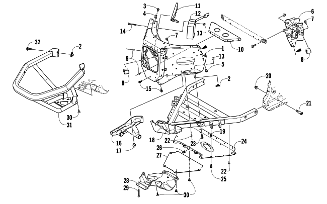 Parts Diagram for Arctic Cat 2014 XF 8000 141 CROSS-TOUR SNOWMOBILE FRONT BUMPER AND FRAME ASSEMBLY
