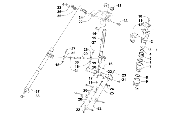 Parts Diagram for Arctic Cat 2014 M 8000 SNO PRO 153 SNOWMOBILE STEERING POST ASSEMBLY