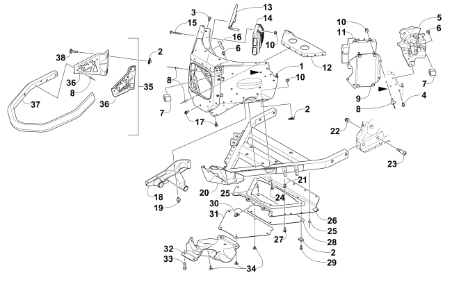 Parts Diagram for Arctic Cat 2014 XF 7000 137 SNO PRO LTD SNOWMOBILE FRONT BUMPER AND FRAME ASSEMBLY