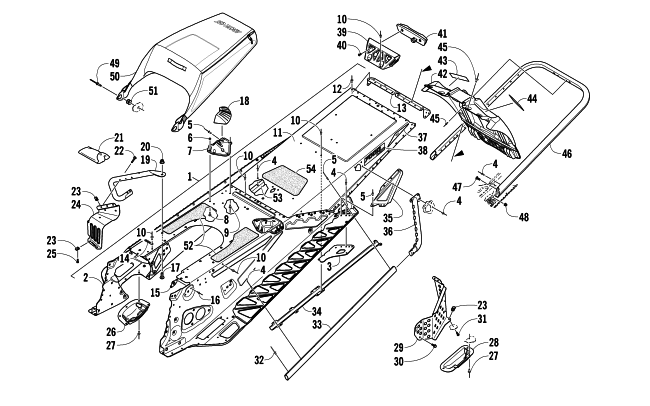 Parts Diagram for Arctic Cat 2014 ZR 7000 LXR SNOWMOBILE TUNNEL, REAR BUMPER, AND SNOWFLAP ASSEMBLY