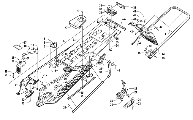 Parts Diagram for Arctic Cat 2014 M 8000 153 SNOWMOBILE TUNNEL, REAR BUMPER, AND SNOWFLAP ASSEMBLY