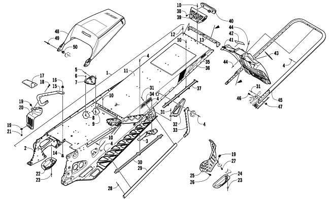 Parts Diagram for Arctic Cat 2014 M 8000 SNO PRO LTD 162 SNOWMOBILE TUNNEL, REAR BUMPER, AND SNOWFLAP ASSEMBLY