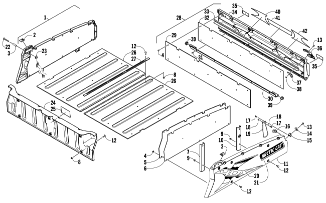 Parts Diagram for Arctic Cat 2014 PROWLER 700 HDX ATV CARGO BOX AND TAILGATE ASSEMBLY