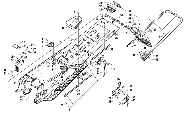 Parts Diagram for Arctic Cat 2014 M 8000 SNO PRO 162 SNOWMOBILE TUNNEL, REAR BUMPER, AND SNOWFLAP ASSEMBLY