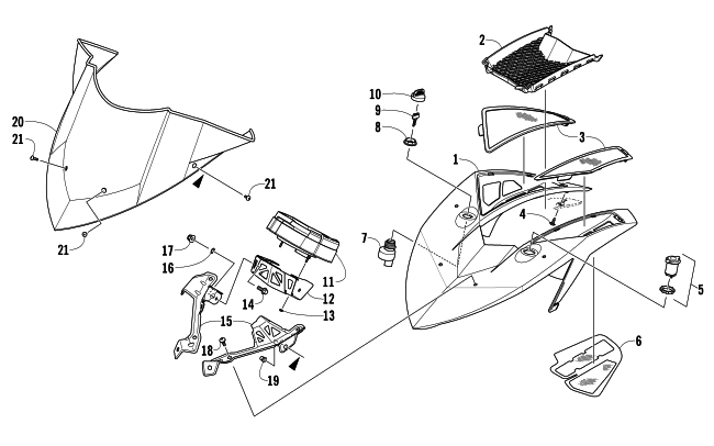 Parts Diagram for Arctic Cat 2014 XF 8000 141 HIGH COUNTRY SNO PRO SNOWMOBILE WINDSHIELD AND INSTRUMENTS ASSEMBLIES