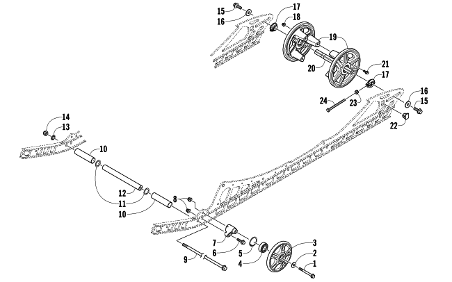 Parts Diagram for Arctic Cat 2014 M 8000 HCR 153 SNOWMOBILE IDLER WHEEL ASSEMBLY
