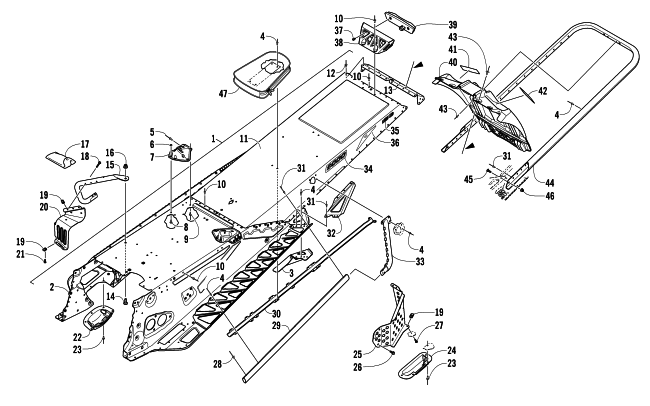 Parts Diagram for Arctic Cat 2014 M 8000 HCR 153 SNOWMOBILE TUNNEL, REAR BUMPER, AND SNOWFLAP ASSEMBLY