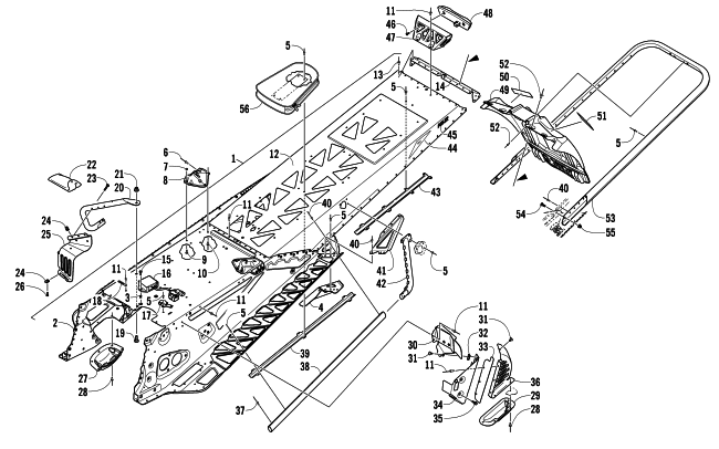 Parts Diagram for Arctic Cat 2014 M 9000 SNO PRO 162 SNOWMOBILE TUNNEL, REAR BUMPER, AND SNOWFLAP ASSEMBLY