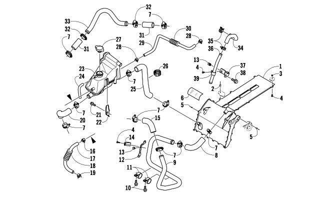 Parts Diagram for Arctic Cat 2014 M 9000 HCR 162 SNOWMOBILE COOLING ASSEMBLY
