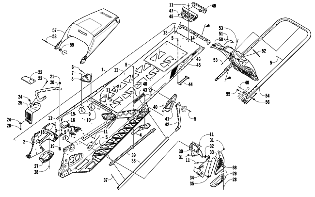 Parts Diagram for Arctic Cat 2014 M 9000 SNO PRO LTD 162 SNOWMOBILE TUNNEL, REAR BUMPER, AND SNOWFLAP ASSEMBLY