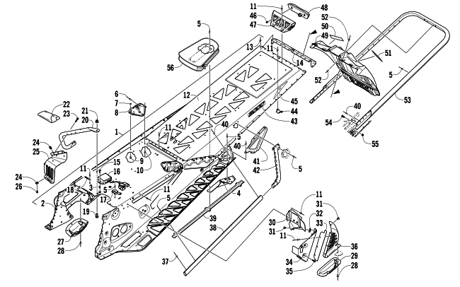Parts Diagram for Arctic Cat 2014 XF 9000 HIGH COUNTRY SNOWMOBILE TUNNEL, REAR BUMPER, AND SNOWFLAP ASSEMBLY