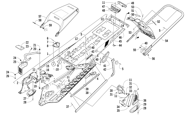 Parts Diagram for Arctic Cat 2014 XF 9000 HIGH COUNTRY LTD SNOWMOBILE TUNNEL, REAR BUMPER, AND SNOWFLAP ASSEMBLY