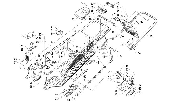 Parts Diagram for Arctic Cat 2014 ZR 9000 SNO PRO RR SNOWMOBILE TUNNEL, REAR BUMPER, AND SNOWFLAP ASSEMBLY