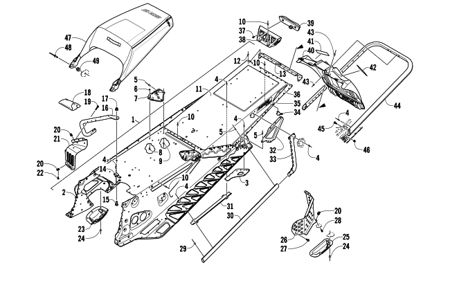 Parts Diagram for Arctic Cat 2014 ZR 8000 LXR SNOWMOBILE TUNNEL, REAR BUMPER, AND SNOWFLAP ASSEMBLY