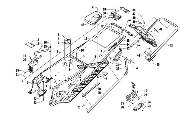 Parts Diagram for Arctic Cat 2014 ZR 8000 SNO PRO SNOWMOBILE TUNNEL, REAR BUMPER, AND SNOWFLAP ASSEMBLY
