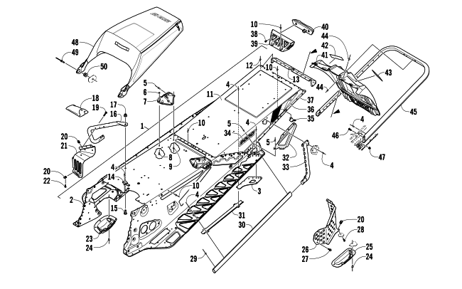 Parts Diagram for Arctic Cat 2014 ZR 8000 SNO PRO LTD SNOWMOBILE TUNNEL, REAR BUMPER, AND SNOWFLAP ASSEMBLY