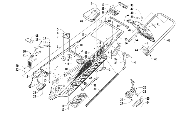Parts Diagram for Arctic Cat 2014 ZR 8000 SNO PRO RR SNOWMOBILE TUNNEL, REAR BUMPER, AND SNOWFLAP ASSEMBLY