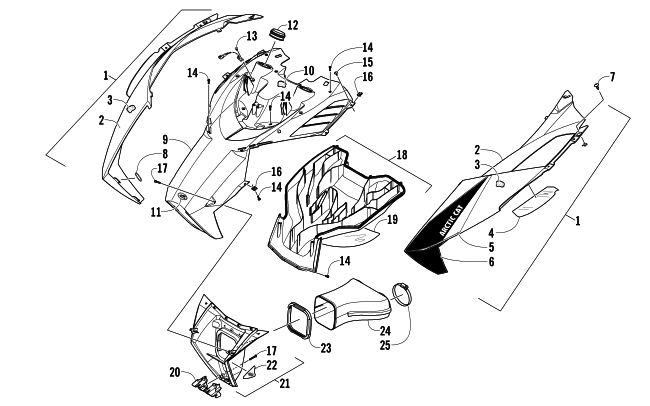 Parts Diagram for Arctic Cat 2014 ZR 8000 SNO PRO RR NORWAY EDITION SNOWMOBILE HOOD AND AIR INTAKE ASSEMBLY