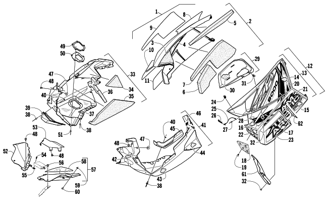Parts Diagram for Arctic Cat 2014 ZR 8000 SNO PRO RR NORWAY EDITION SNOWMOBILE SKID PLATE AND SIDE PANEL ASSEMBLY