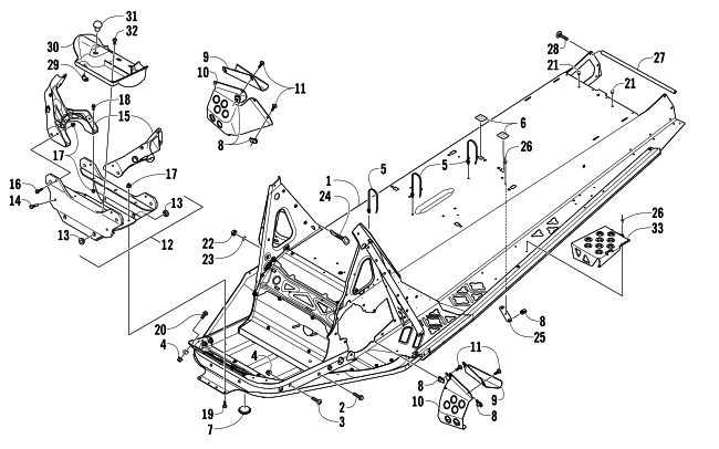 Parts Diagram for Arctic Cat 2010 BEARCAT 570 SNOWMOBILE CHASSIS ASSEMBLY