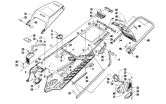 Parts Diagram for Arctic Cat 2014 ZR 5000 LXR SNOWMOBILE TUNNEL, REAR BUMPER, AND SNOWFLAP ASSEMBLY