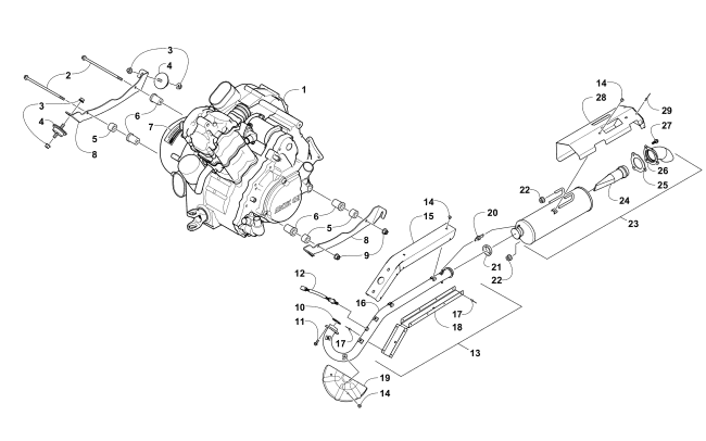 Parts Diagram for Arctic Cat 2014 PROWLER 700 HDX ATV ENGINE AND EXHAUST