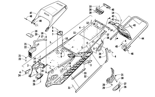 Parts Diagram for Arctic Cat 2014 ZR 6000 EL TIGRE SNOWMOBILE TUNNEL, REAR BUMPER, AND SNOWFLAP ASSEMBLY