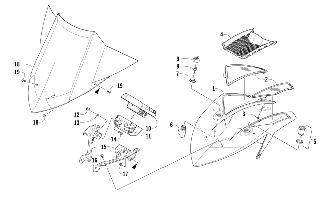 Parts Diagram for Arctic Cat 2015 XF 6000 LXR 137 SNOWMOBILE WINDSHIELD AND INSTRUMENTS ASSEMBLIES