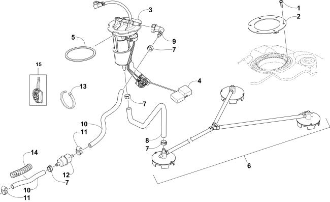 Parts Diagram for Arctic Cat 2015 XF 6000 HIGH COUNTRY 141 SNO PRO SNOWMOBILE FUEL PUMP ASSEMBLY