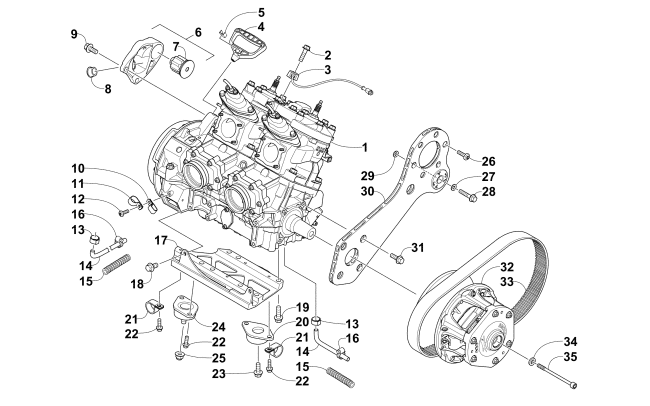 Parts Diagram for Arctic Cat 2015 XF 6000 CROSS-TOUR 141 SNOWMOBILE ENGINE AND RELATED PARTS
