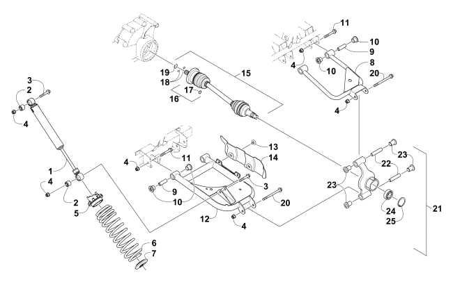 Parts Diagram for Arctic Cat 2015 PROWLER 1000 XT ATV REAR SUSPENSION ASSEMBLY