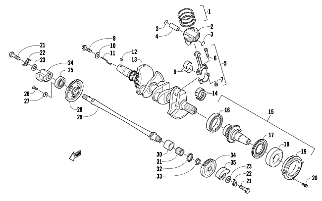 Parts Diagram for Arctic Cat 2014 XF 7000 141 SNO PRO CROSS-COUNTRY SNOWMOBILE PISTON AND CRANKSHAFT ASSEMBLY
