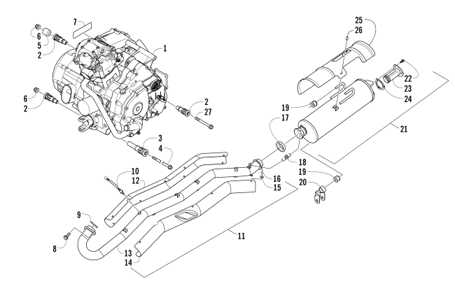 Parts Diagram for Arctic Cat 2014 TRV 500 ATV ENGINE AND EXHAUST