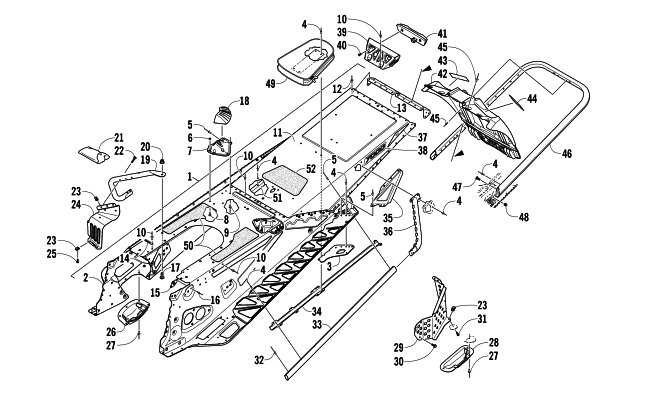 Parts Diagram for Arctic Cat 2014 ZR 7000 SNO PRO SNOWMOBILE TUNNEL, REAR BUMPER, AND SNOWFLAP ASSEMBLY