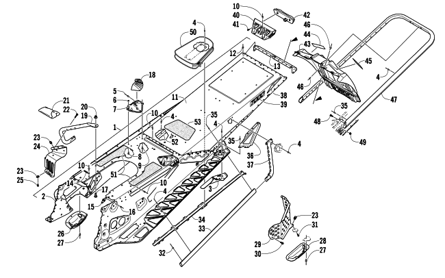 Parts Diagram for Arctic Cat 2014 XF 7000 141 SNO PRO CROSS-COUNTRY SNOWMOBILE TUNNEL, REAR BUMPER, AND SNOWFLAP ASSEMBLY