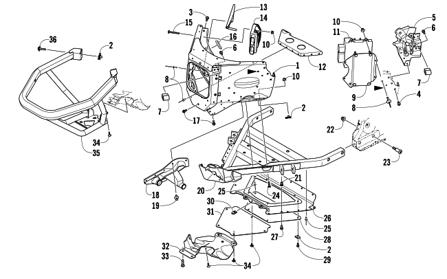 Parts Diagram for Arctic Cat 2014 XF 7000 141 CROSS-TOUR SNOWMOBILE FRONT BUMPER AND FRAME ASSEMBLY