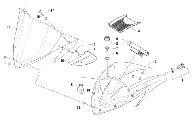 Parts Diagram for Arctic Cat 2014 XF 7000 141 CROSS-TOUR SNOWMOBILE WINDSHIELD AND INSTRUMENTS ASSEMBLIES