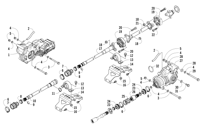Parts Diagram for Arctic Cat 2014 WILDCAT 4X LTD ATV DRIVE TRAIN ASSEMBLY