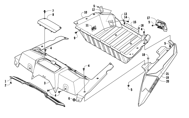Parts Diagram for Arctic Cat 2014 WILDCAT 4 LTD ATV CARGO BOX AND TAILLIGHT ASSEMBLY
