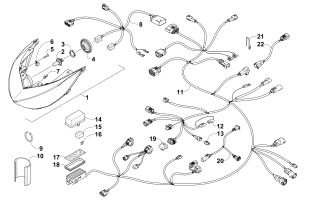 Parts Diagram for Arctic Cat 2015 ZR 6000 R XC SNOWMOBILE HEADLIGHT AND WIRING ASSEMBLIES