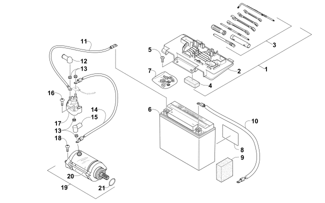 Parts Diagram for Arctic Cat 2014 1000 XT ATV BATTERY AND STARTER ASSEMBLY