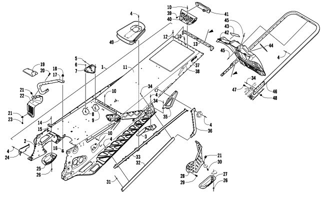 Parts Diagram for Arctic Cat 2014 M 6000 SNO PRO 153 SNOWMOBILE TUNNEL, REAR BUMPER, AND SNOWFLAP ASSEMBLY