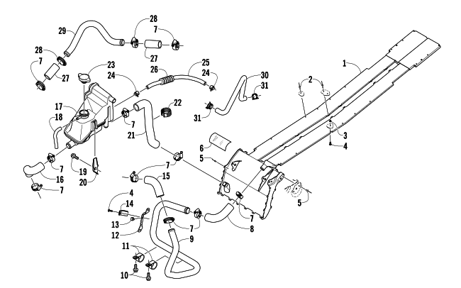 Parts Diagram for Arctic Cat 2014 ZR 5000 LXR SNOWMOBILE COOLING ASSEMBLY