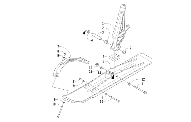 Parts Diagram for Arctic Cat 2015 ZR 6000 R SX SNOWMOBILE SKI AND SPINDLE ASSEMBLY
